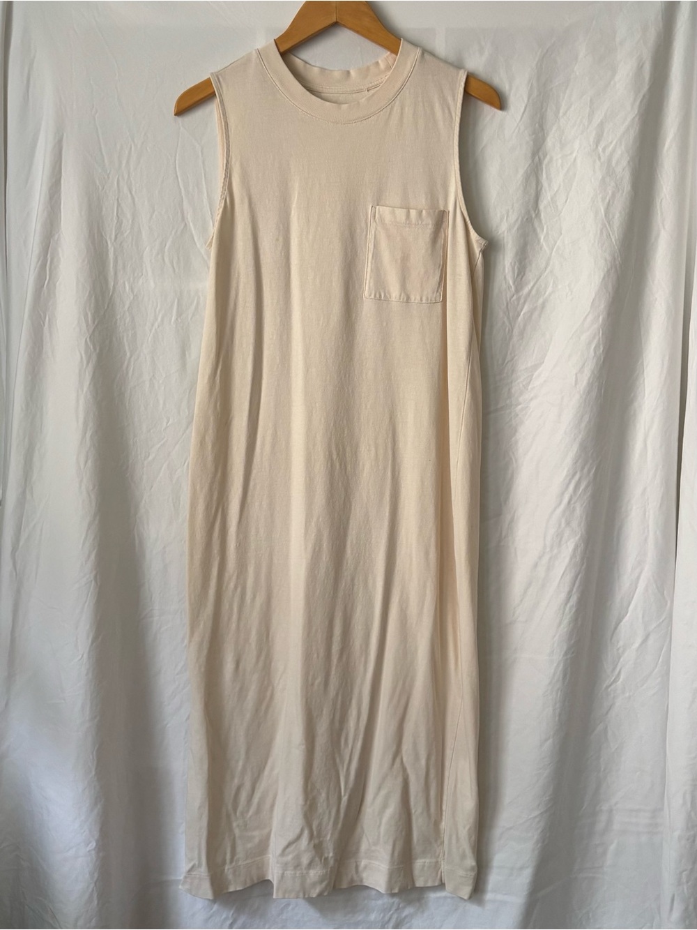 Everlane Cream Sleeveless Midi Tank Dress